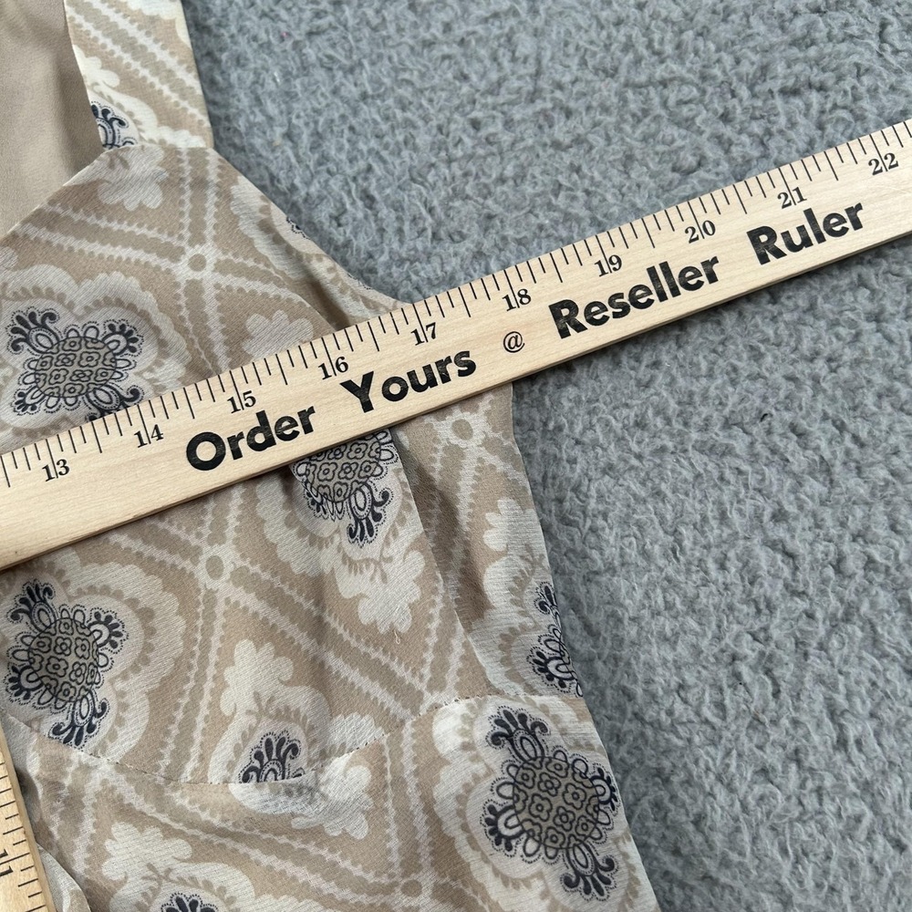 LOFT Blouse Womens 10 Beige Geometric Sleeveless Sweetheart Camisole Lined - Picture 9 of 13